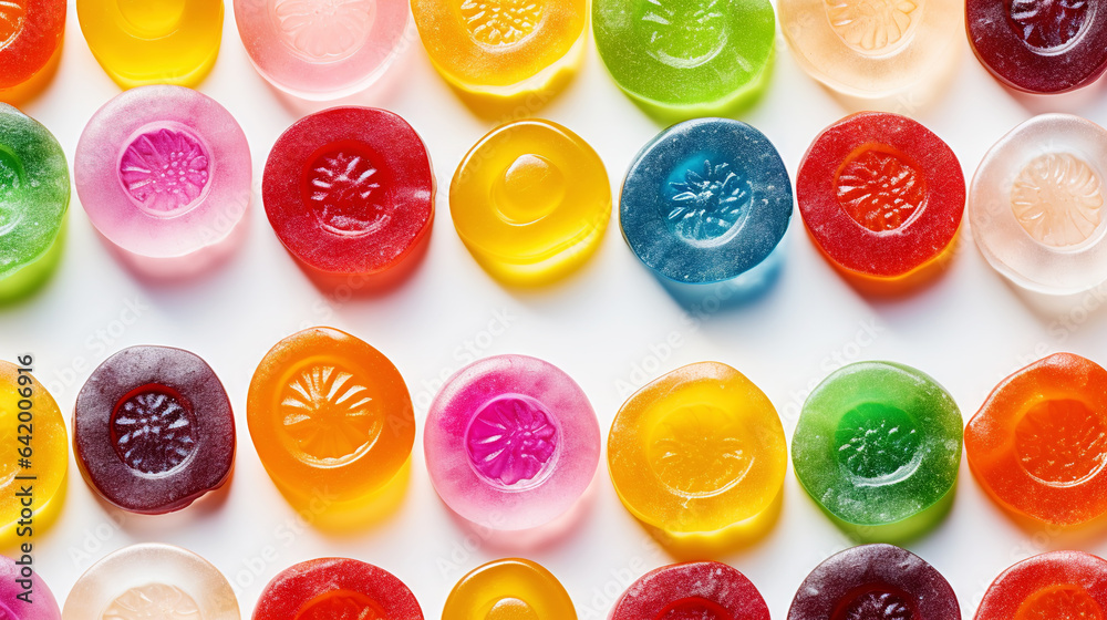 Fruit gummy candies background. Colorful sweet backdrop. Generative AI