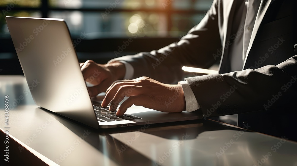 Business in the Sun: A Vibrant Close-Up of a Laptop-Wielding Businessman, Captured with Sony Alpha a