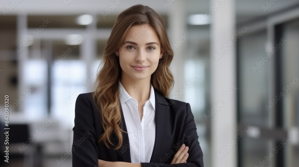 Portrait of young business female in the office, CEO woman.