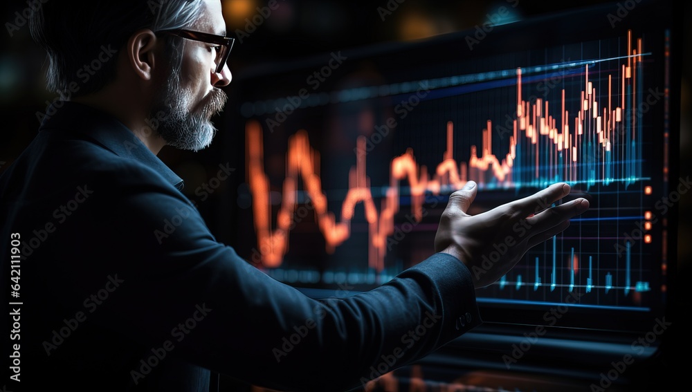 Businessman working on stock market chart. Investment and trading concept.