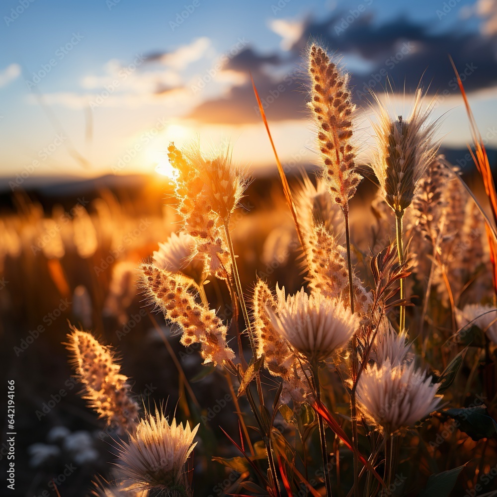 golden wheat field at sunset