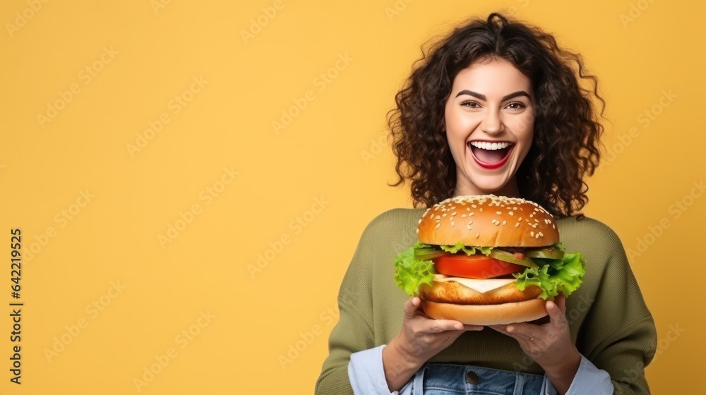 Girl with big burger