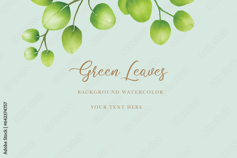 watercolor green leaves background 