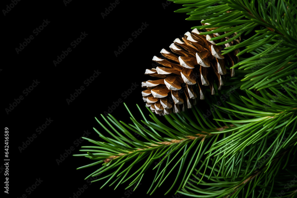 Pinecone isolated on black  background