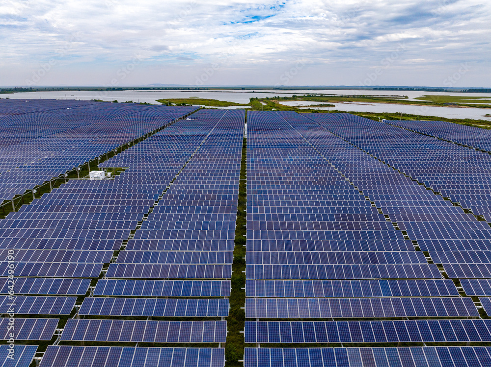 Solar photovoltaic panel aerial photography