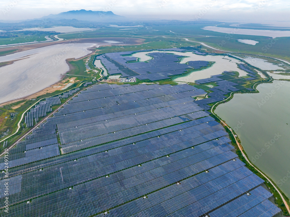 Solar photovoltaic panel aerial photography