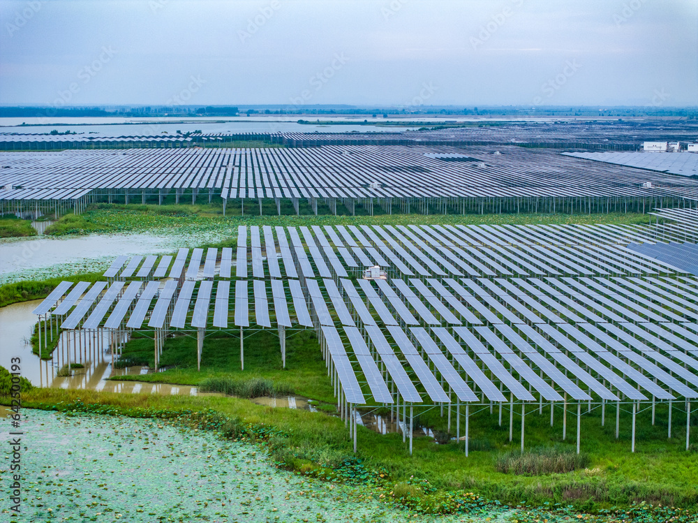 Solar photovoltaic panel aerial photography