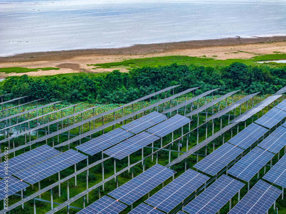 Solar photovoltaic panel aerial photography