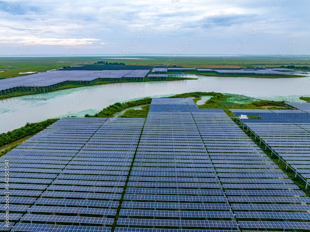 Solar photovoltaic panel aerial photography