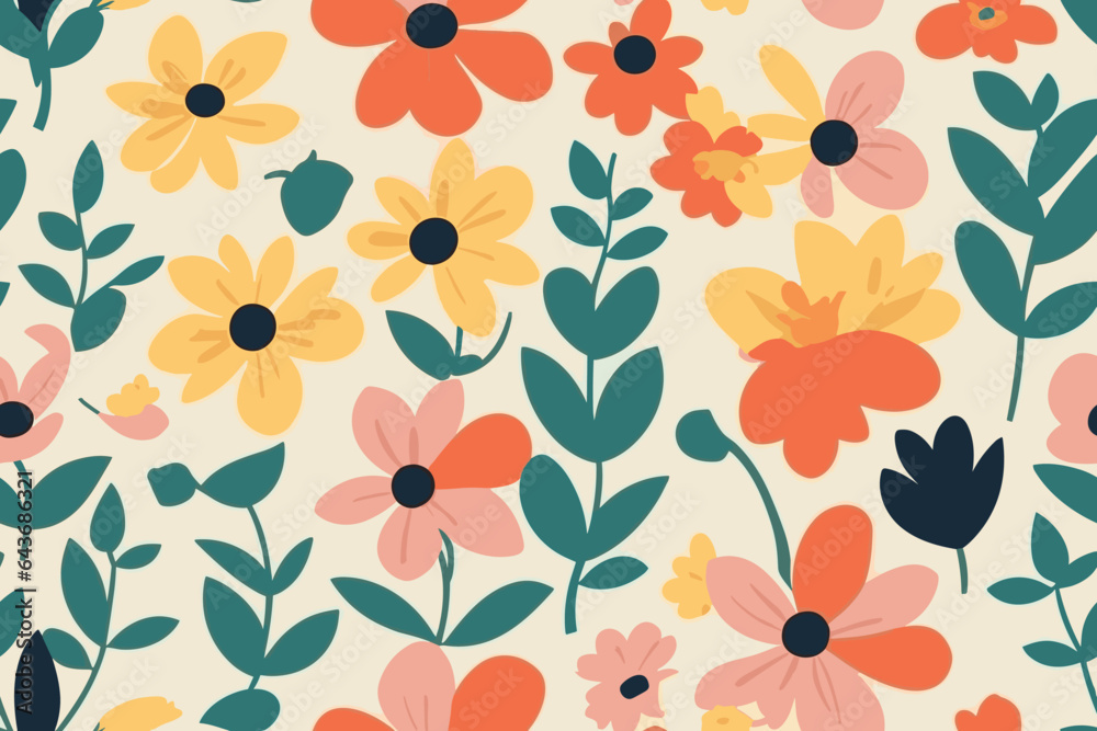 hand-painted exotic floral  seamless pattern