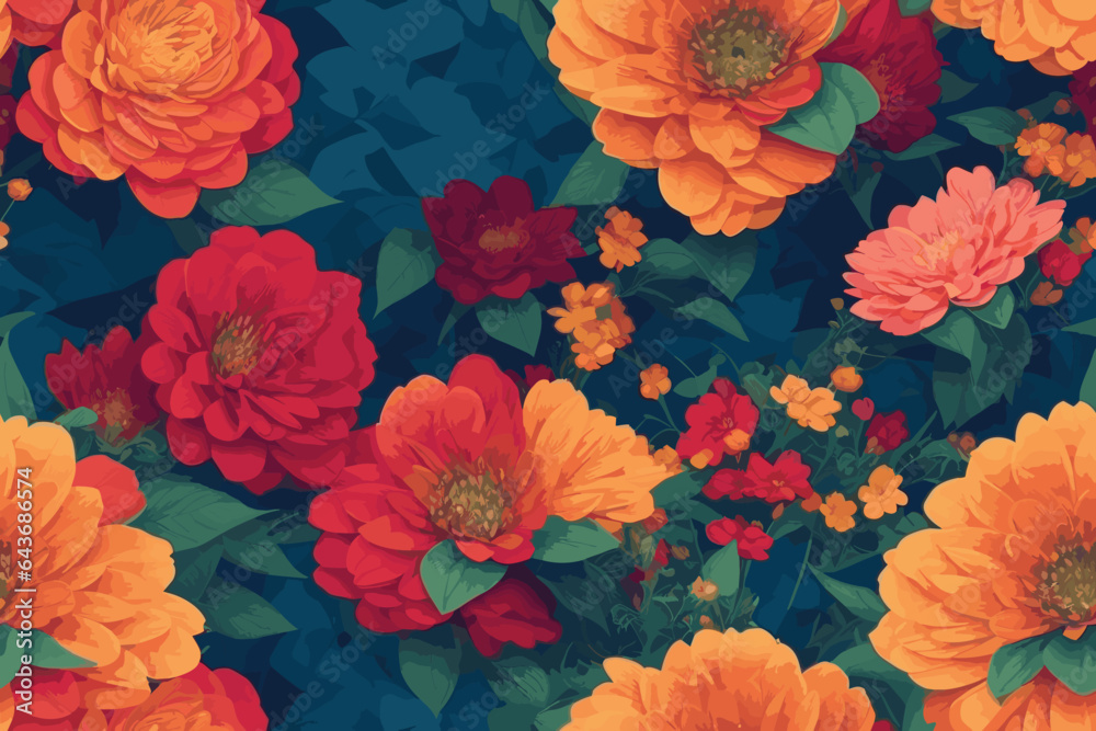 hand-painted exotic floral  seamless pattern