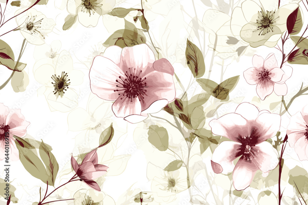 Floral pattern design ,hand drawn flowers pattern