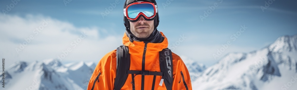 An man skiing on a snowy mountain