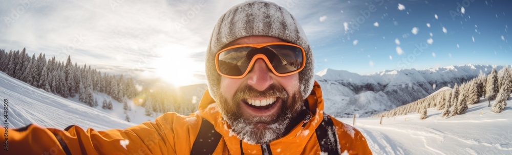 An man skiing on a snowy mountain