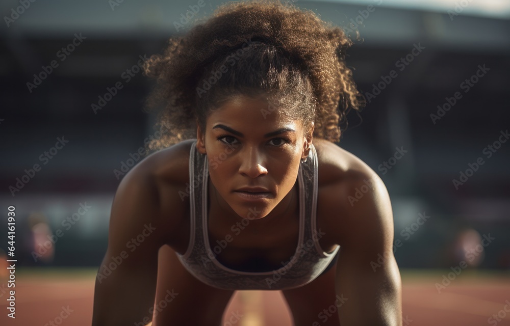 Woman stretching exercise in athletics on track