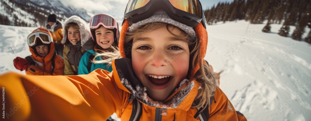 A group of skiers wearing ski goggles and gloves