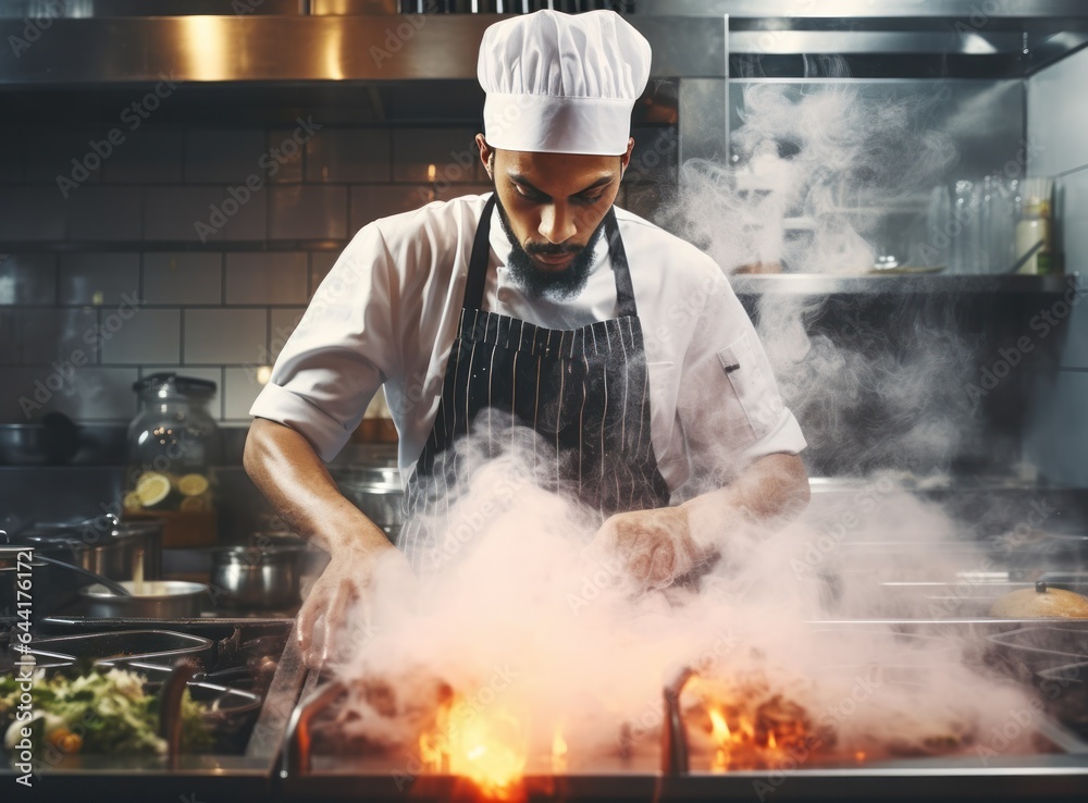 Chef preparing food for restaurant