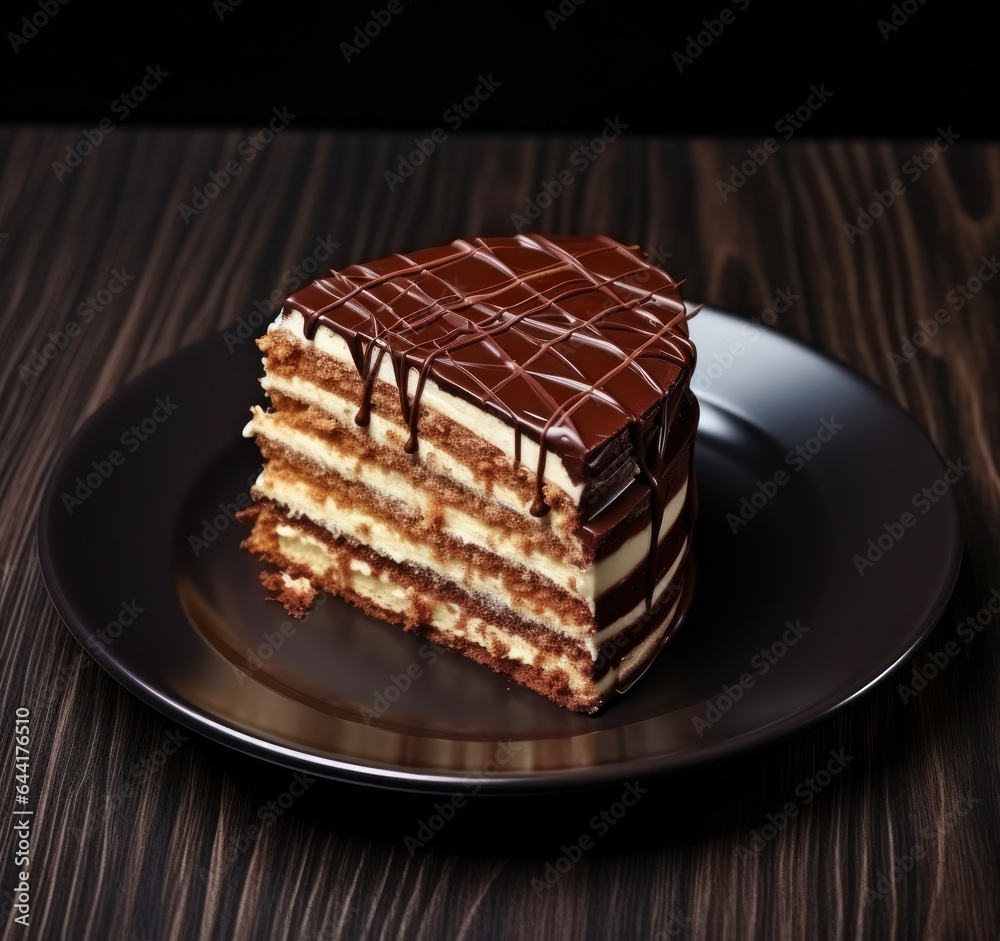 A plate with a piece of chocolate cake