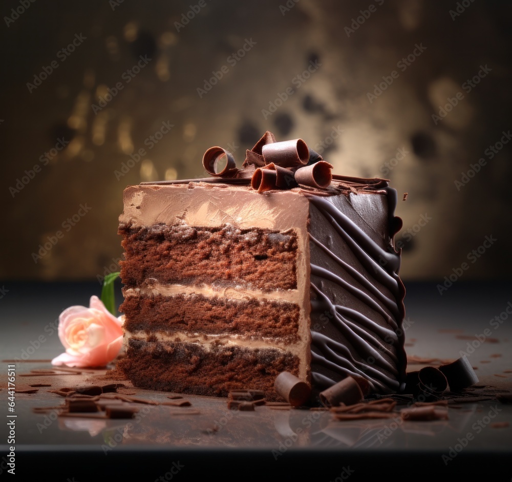 A plate with a piece of chocolate cake