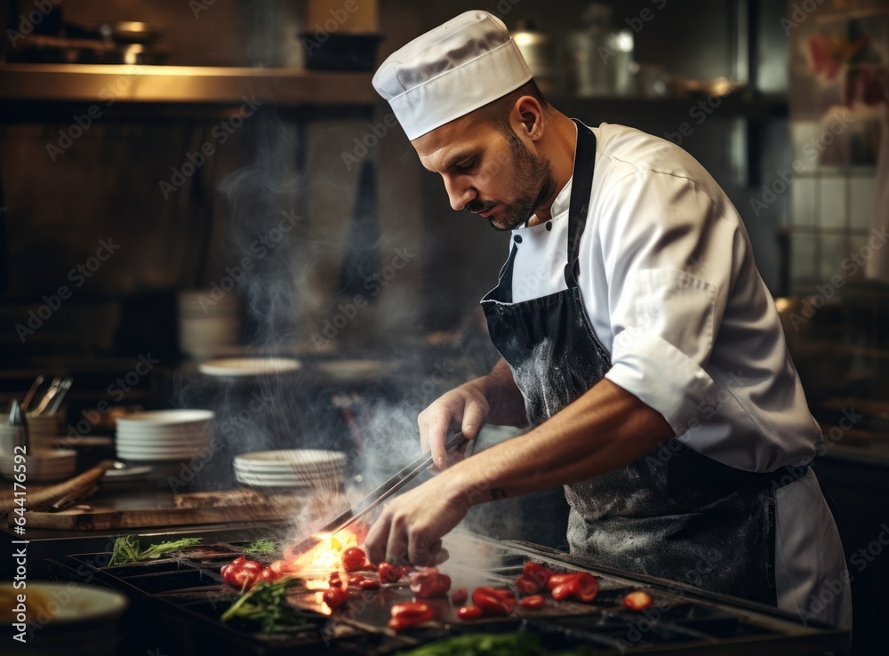 Chef preparing food for restaurant