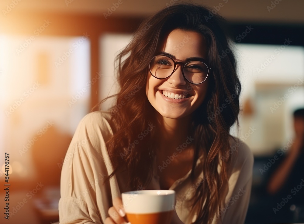 Beautiful woman with cup of coffee