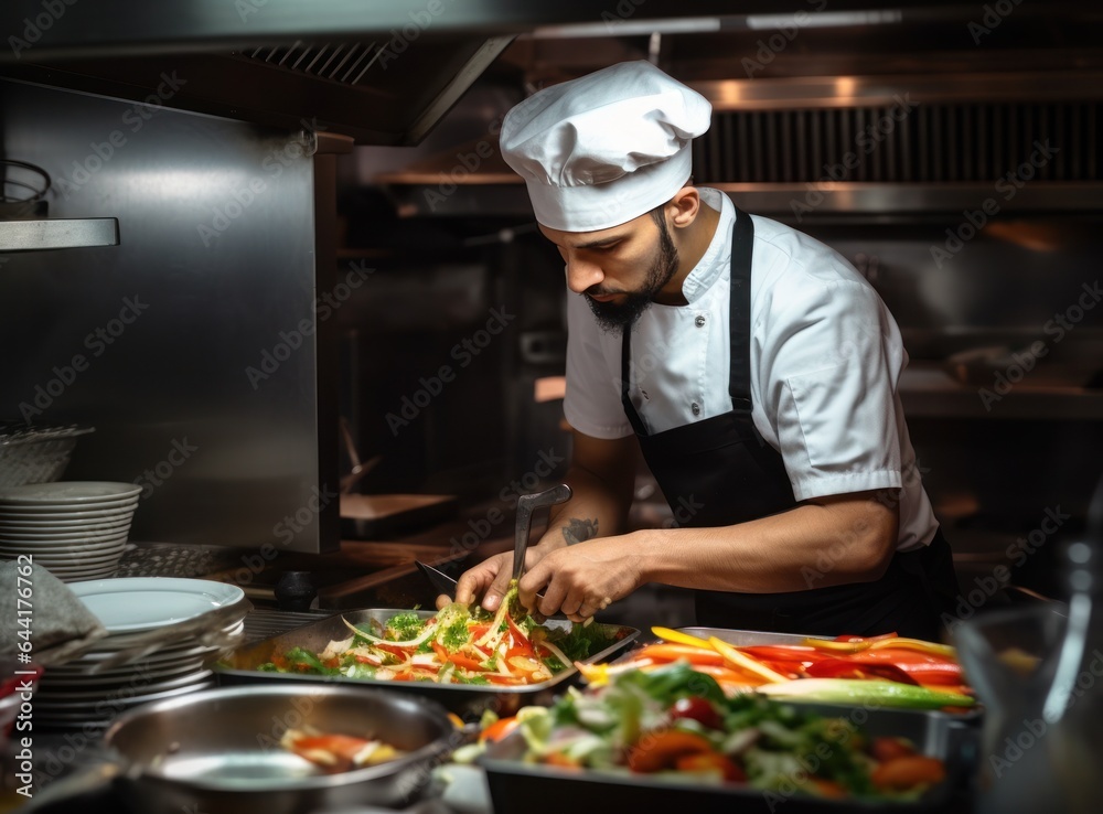 Chef preparing food for restaurant