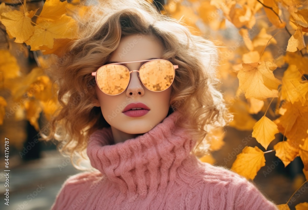 Autumn fashion background with beautiful woman