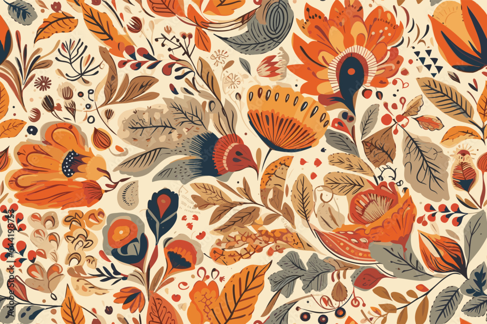 floral and flower pattern illustration ,flat design .