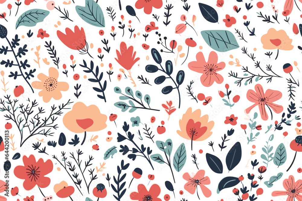 Cute colorful flowers seamless pattern. Can be used for fabric textile wallpaper.