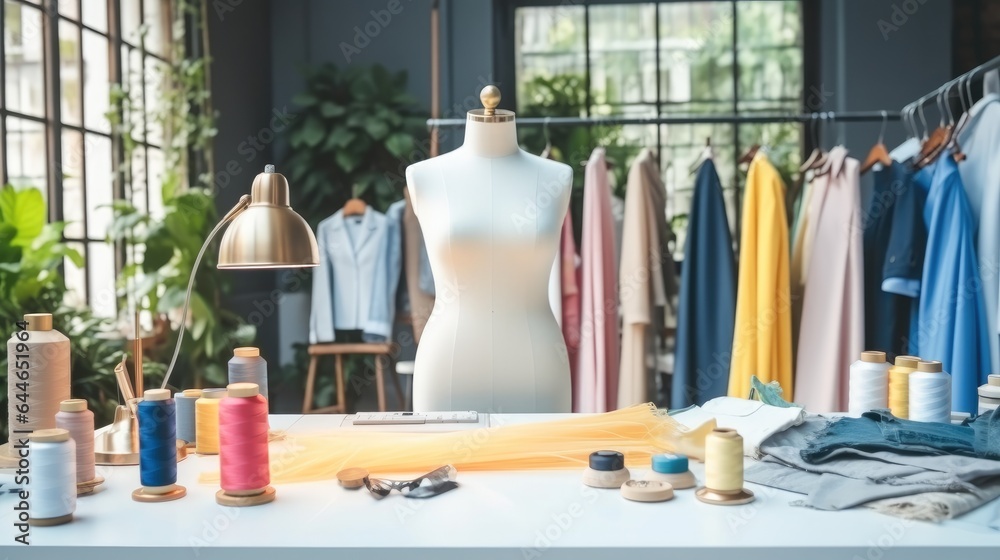 Design Room in the Office, Workplace with sew manikins.