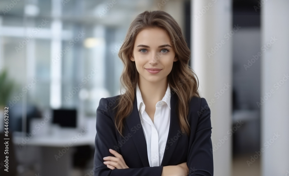 Portrait of young business female in the office, CEO woman.