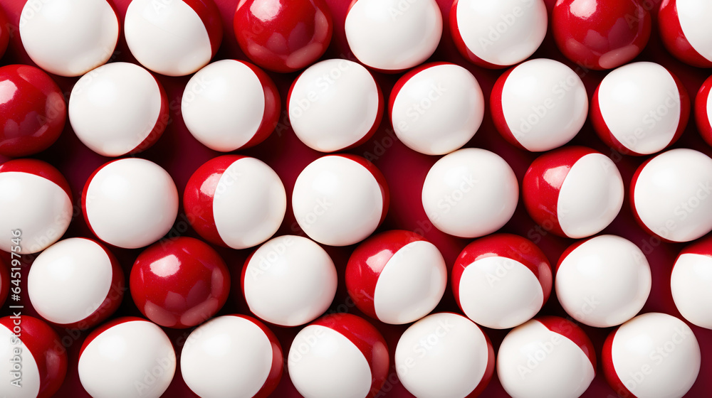 Red and white bonbons candies background. Generative AI