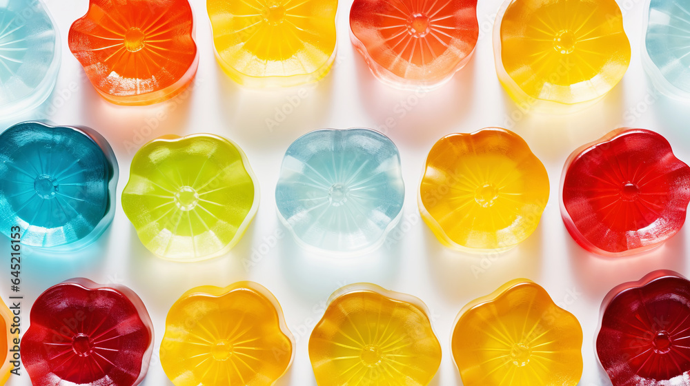 Fruit jelly candies background. Colorful sweet backdrop. Generative AI