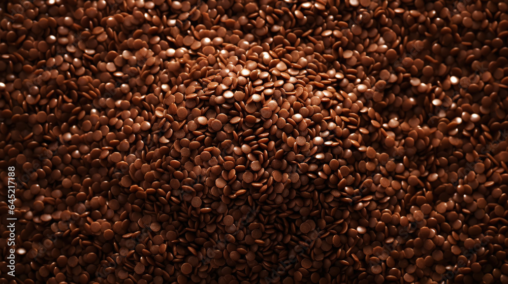 Chocolate sprinkles background. Sweet cocoa flakes. Generative AI