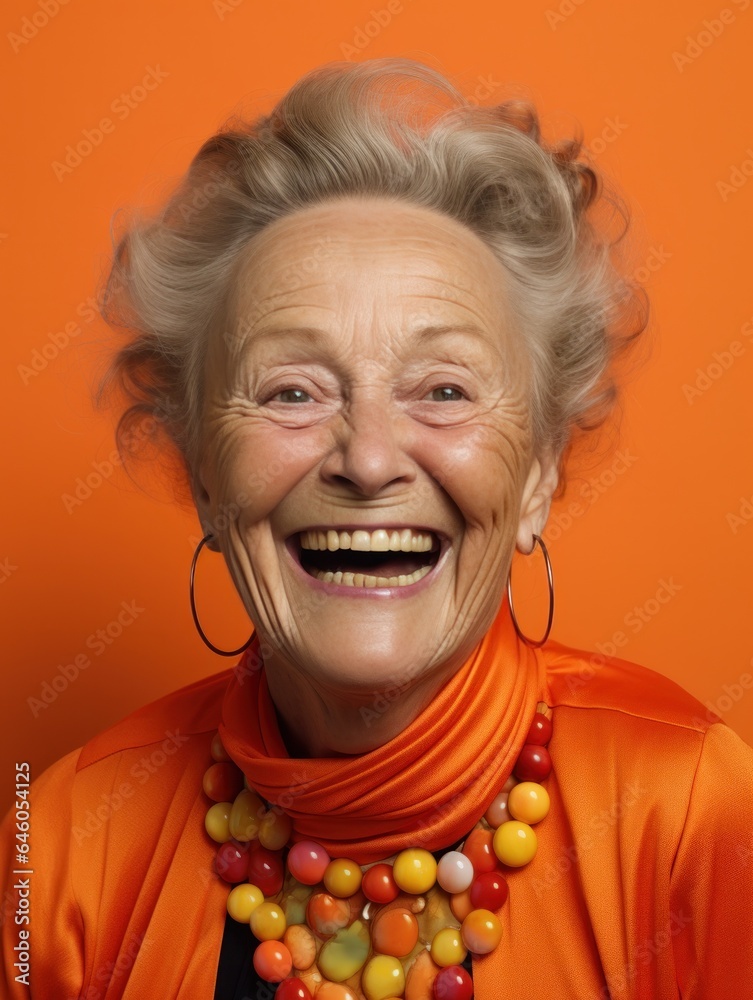 Older woman on vivid background