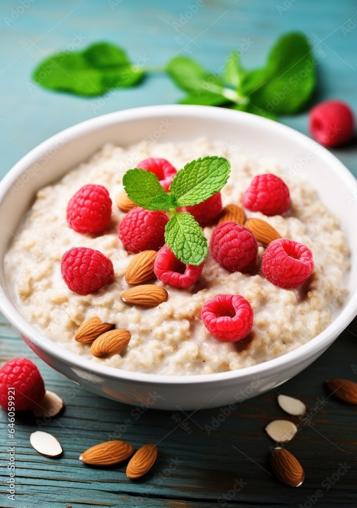 Oatmeal with raspberries