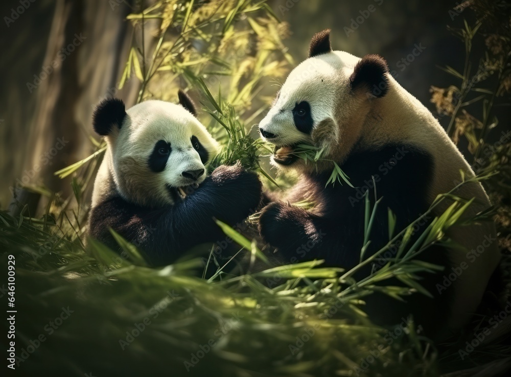 Cute panda on natural background