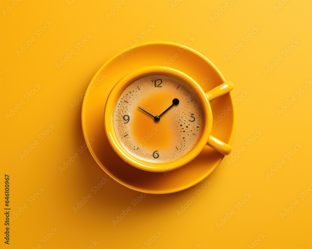 Coffee time concept in yellow colors