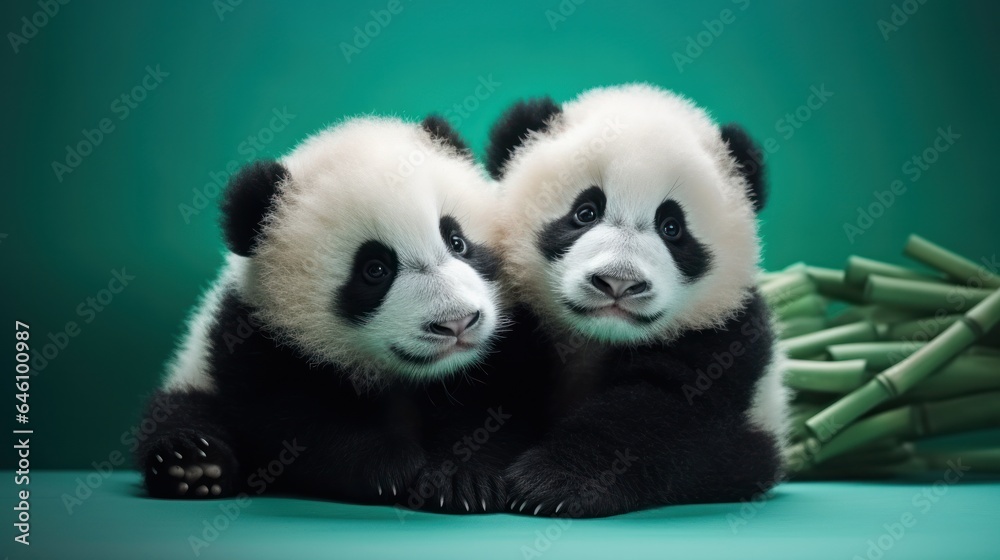 Cute panda on natural background