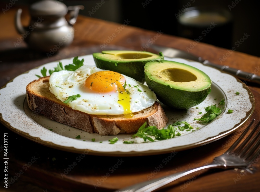 Healthy brealfast with fried eggs