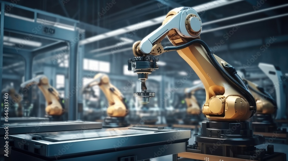 Robotic arm production lines, Industrial machinery.