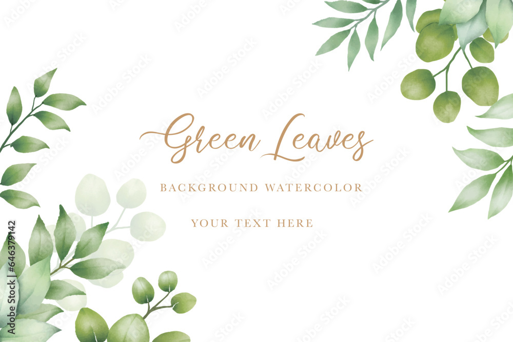 beautiful green leaves background watercolor 