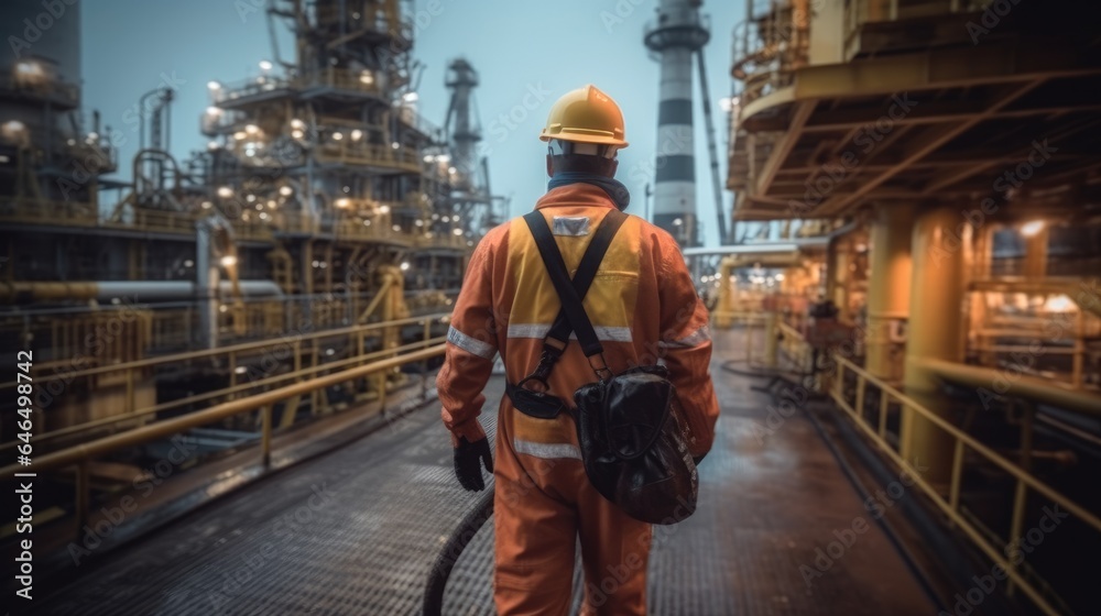 Engineer working at oil rig.