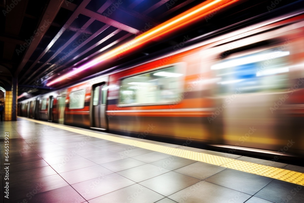 subway train station motion blur background