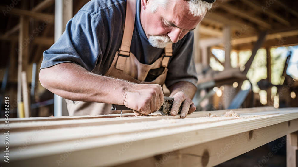 Carpenter building a new house