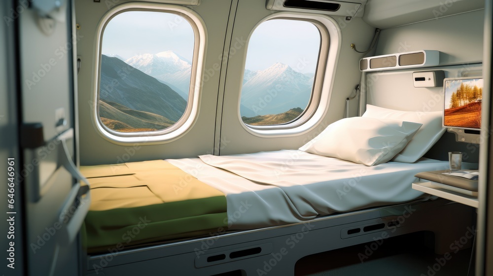 Mattresses inside the motorhome with stunning view.