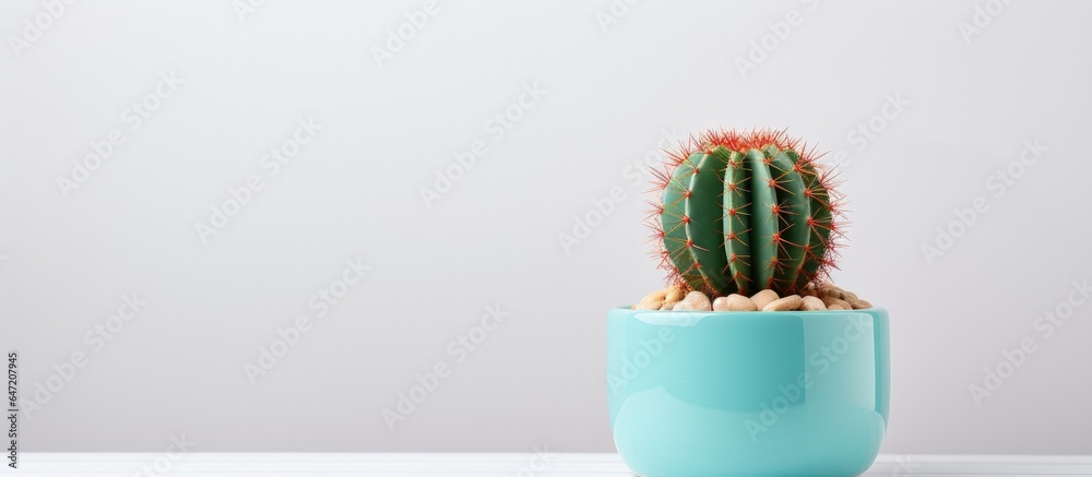 Cactus in a pot against a white backdrop