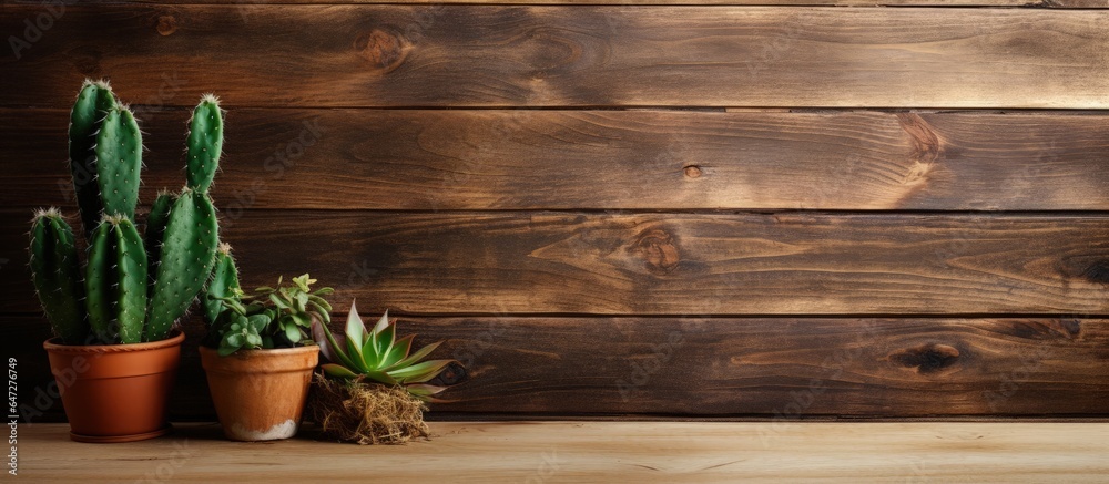 Cactus against a wooden backdrop