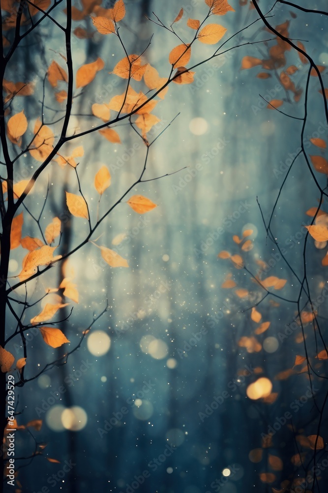 Autumn background with falling leaves