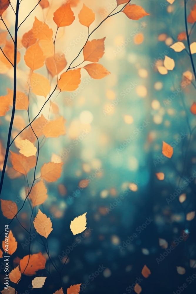 Autumn background with falling leaves